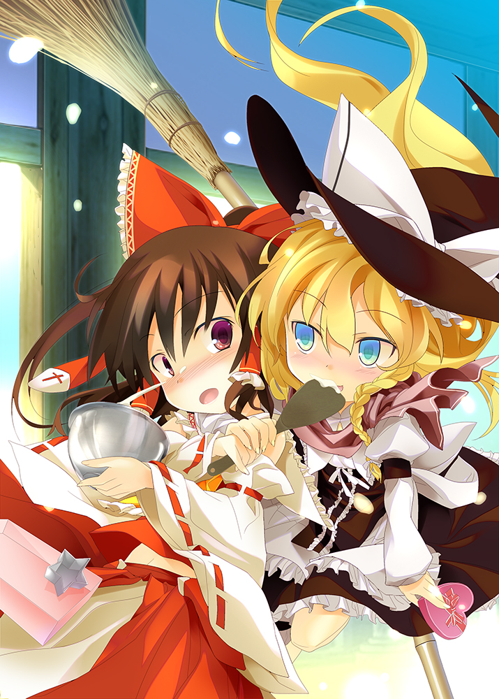 hakurei reimu and kirisame marisa (touhou) drawn by tororo_(toriaezu)