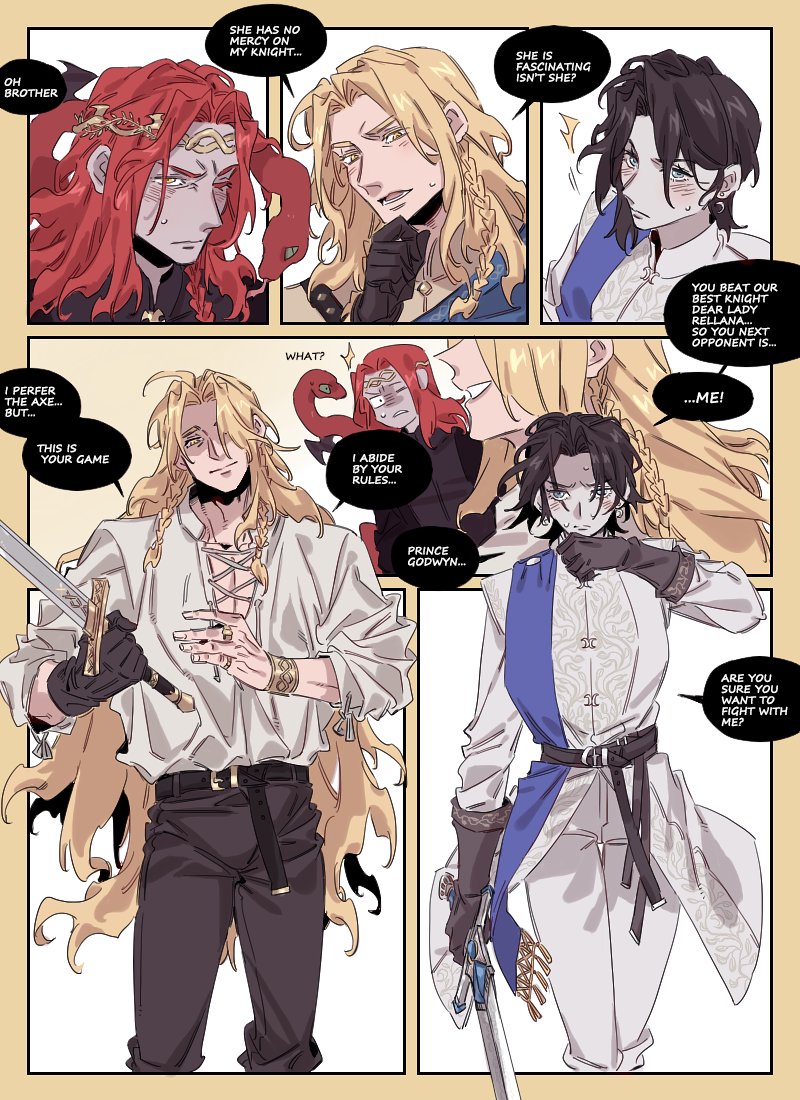 messmer the impaler, rellana twin moon knight, and godwyn the golden (elden ring and 1 more) drawn by nozakikotaro4