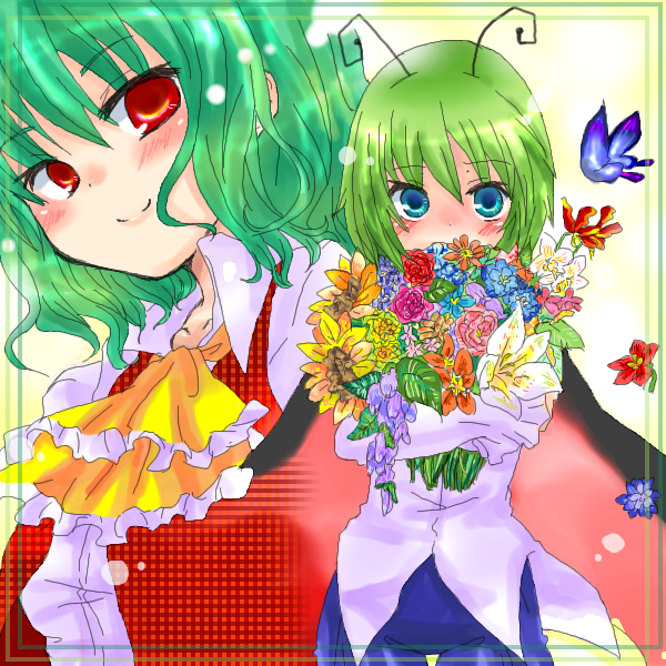 kazami yuuka and wriggle nightbug (touhou) drawn by takamura