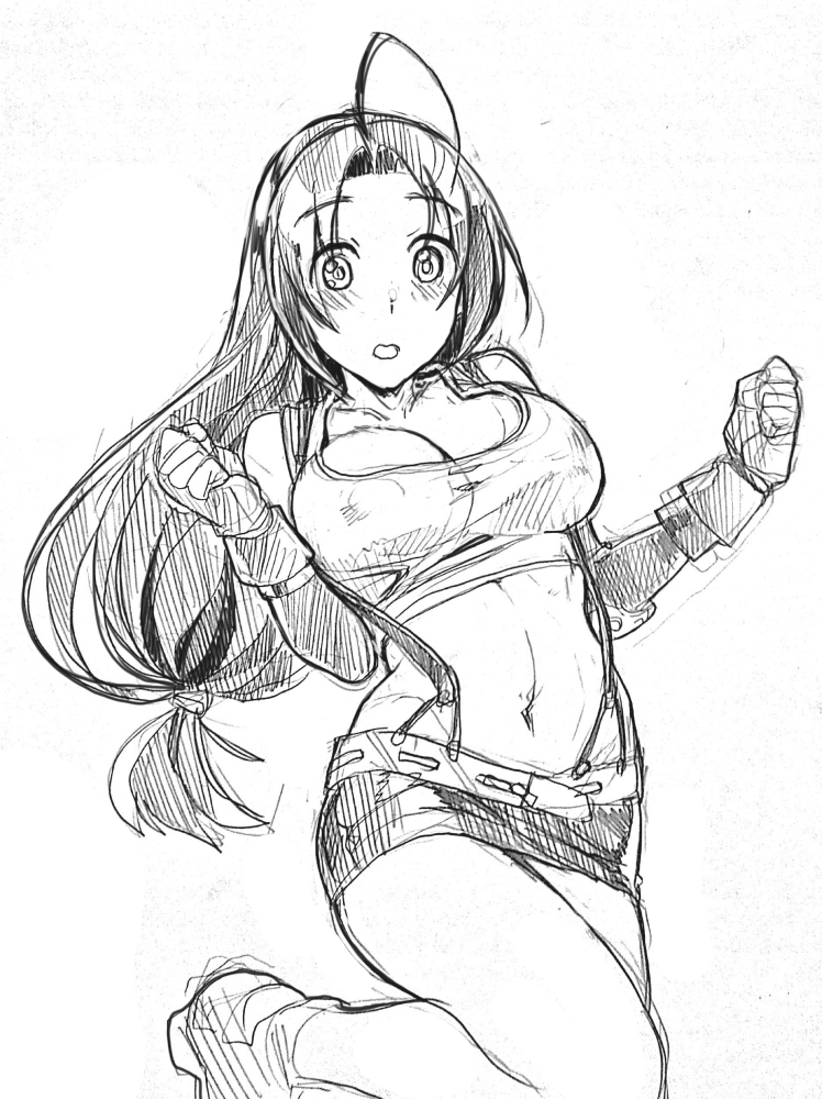 tifa lockhart and miura azusa (idolmaster and 3 more) drawn by nekomata_naomi