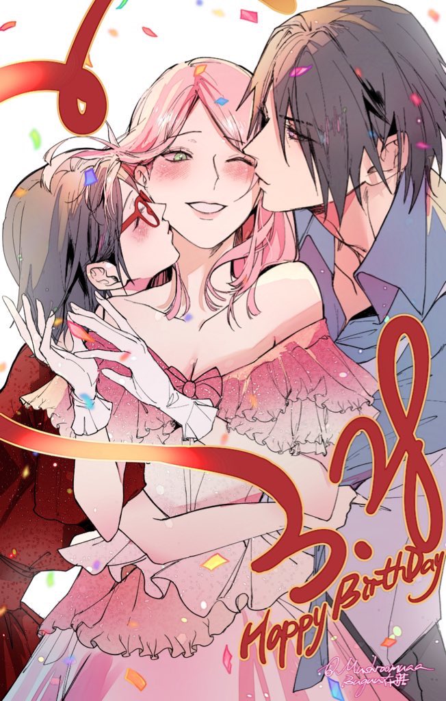 haruno sakura, uchiha sasuke, and uchiha sarada (naruto and 1 more) drawn by mushroomuaa