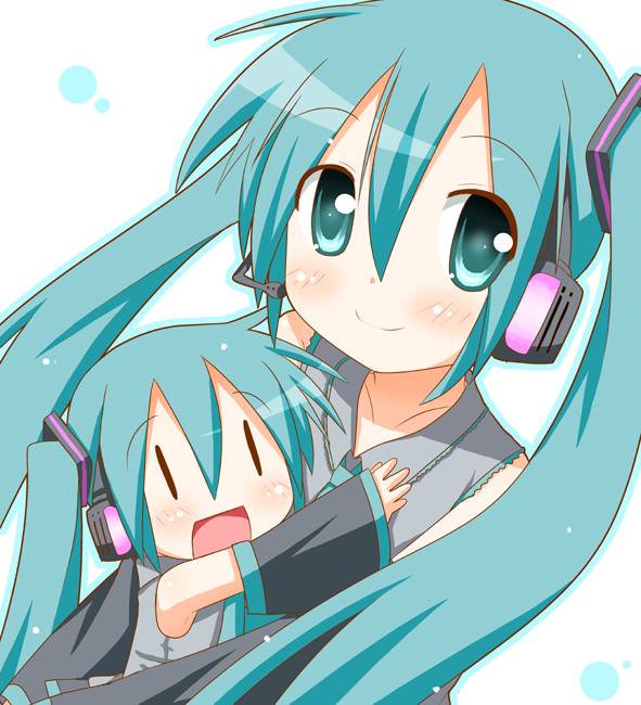 hatsune miku and chibi miku (vocaloid) drawn by minami_(colorful_palette)