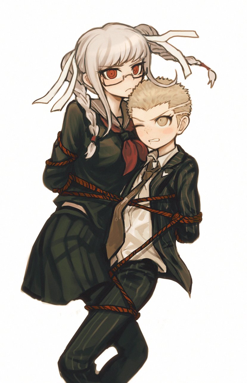 pekoyama peko and kuzuryu fuyuhiko (danganronpa and 1 more) drawn by casssstle12