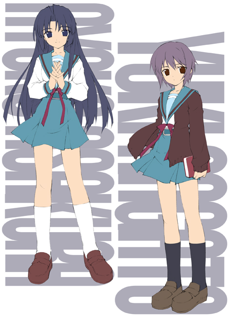 nagato yuki and asakura ryoko (suzumiya haruhi no yuuutsu) drawn by sakana_(flame_sakana)