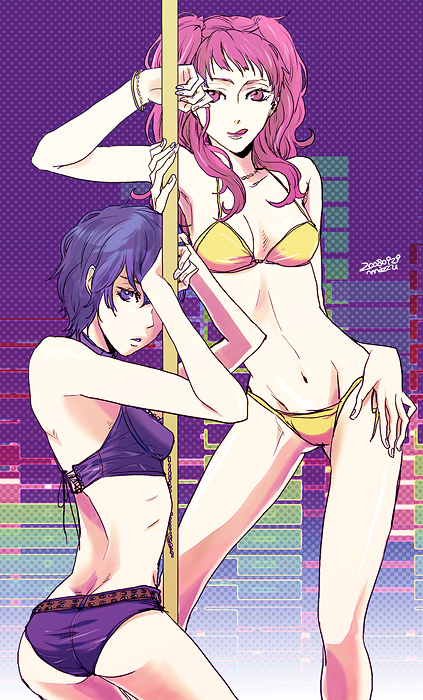 shirogane naoto and kujikawa rise (persona and 1 more) drawn by mz