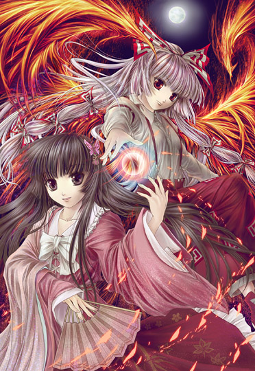 fujiwara no mokou and houraisan kaguya (touhou) drawn by yuki_shuuka