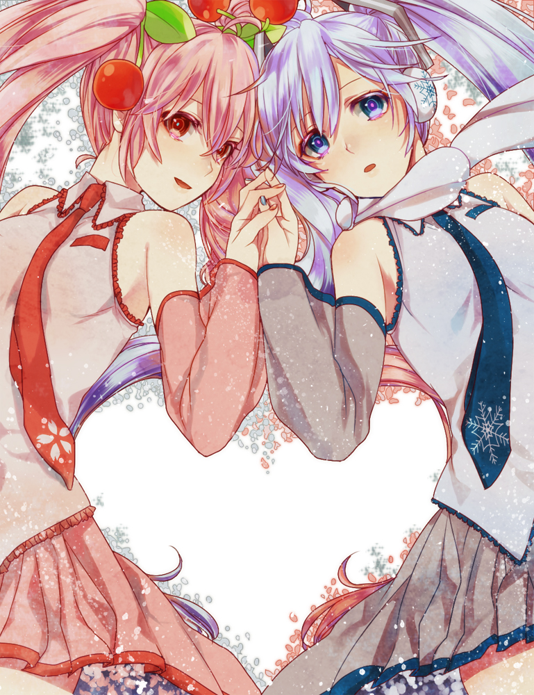 hatsune miku, yuki miku, and sakura miku (vocaloid) drawn by rinhachi