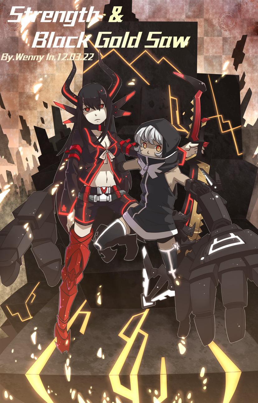 strength and black gold saw (black rock shooter) drawn by wenny02