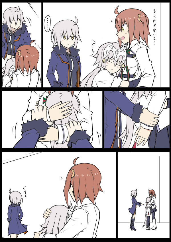 fujimaru ritsuka, jeanne d'arc alter, and jeanne d'arc alter santa lily (fate and 1 more) drawn by kenuu_(kenny)