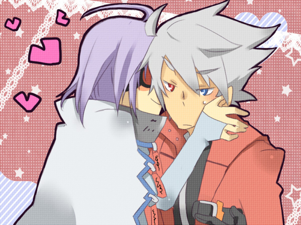 ragna the bloodedge and nu-13 (blazblue) drawn by momiko_(dayo)