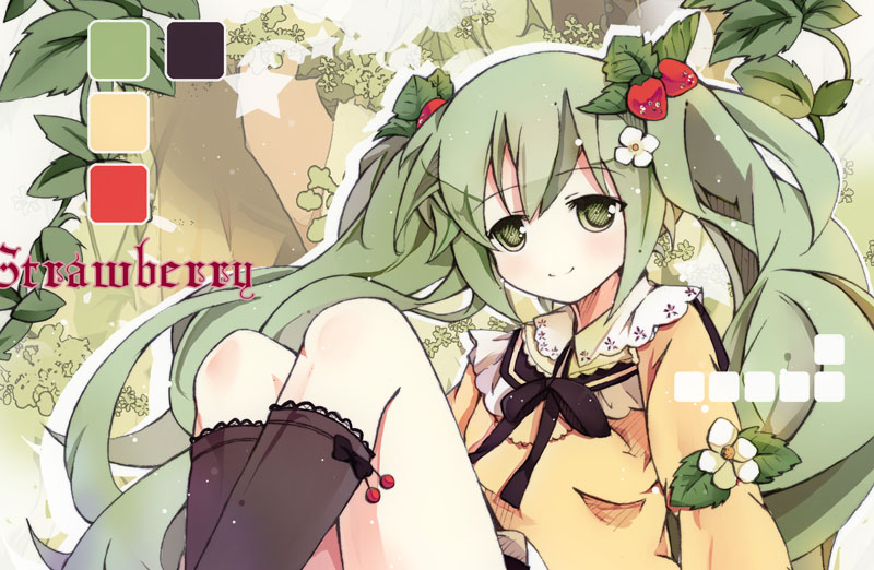 hatsune miku and strawberry miku (vocaloid) drawn by bondson