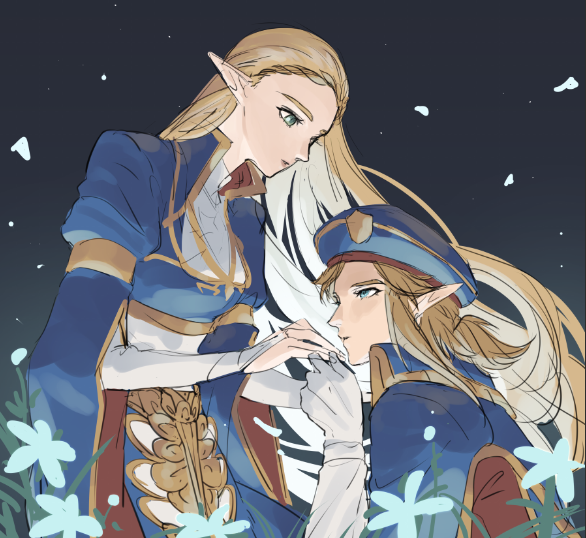 link and princess zelda (the legend of zelda and 1 more) drawn by kurokawa_karasu
