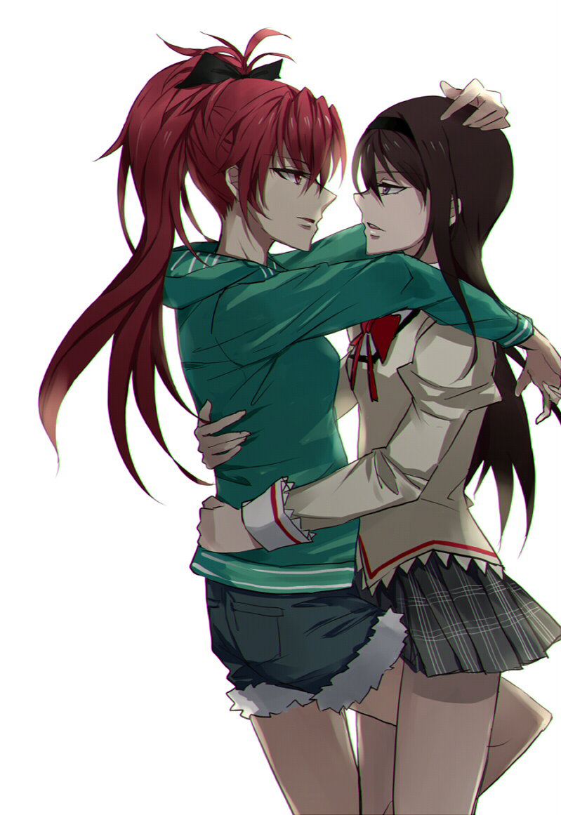 akemi homura and sakura kyoko (mahou shoujo madoka magica) drawn by thorn_(ashthorn)