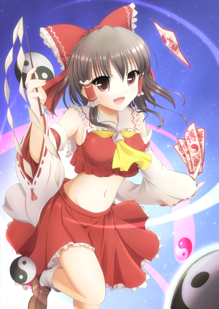hakurei reimu (touhou) drawn by kurokaze_no_sora