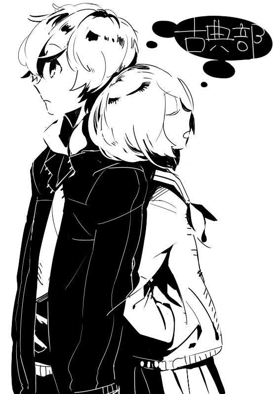 ibara mayaka and fukube satoshi (hyouka) drawn by chiko_(beroro)