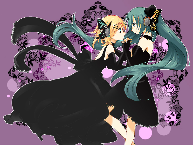 hatsune miku and kagamine rin (vocaloid and 1 more) drawn by uyuki_(ouun)