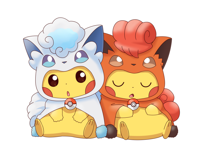 pikachu, alolan vulpix, and vulpix (pokemon) drawn by pirosiki025
