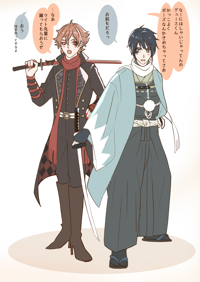 kashuu kiyomitsu, yamato-no-kami yasusada, ace trappola, and deuce spade (touken ranbu and 1 more) drawn by yuuki_(yukko7474)