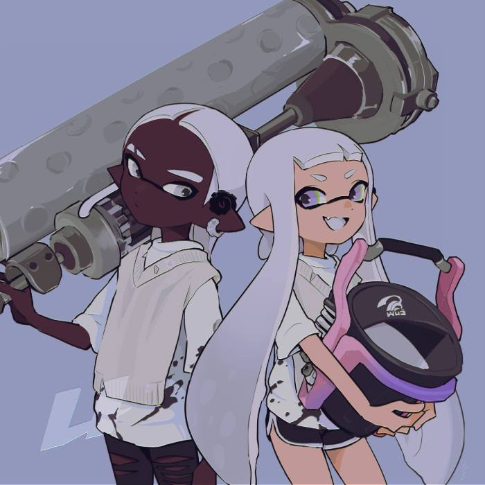 inkling player character, inkling girl, and inkling boy (splatoon) drawn by imaikuy0