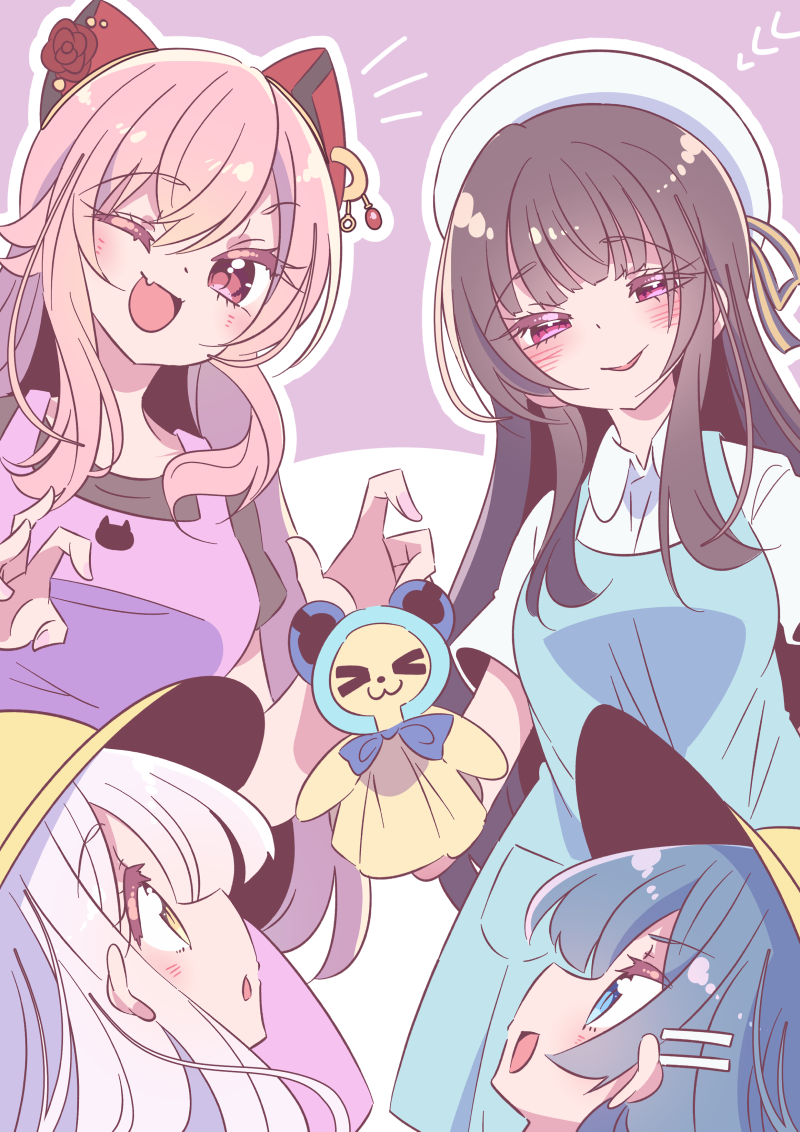 kon kanaho, aizawa kazuha, endou araya, morimoto yuni, and charmy (assault lily) drawn by honkawa_works