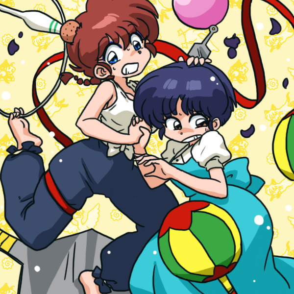 ranma-chan and tendou akane (ranma 1/2) drawn by wanta_(futoshi)