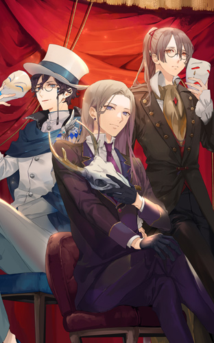 edogawa ranpo, yumeno kyuusaku, and tsubouchi shouyou (bungou to alchemist) drawn by fuyuomi