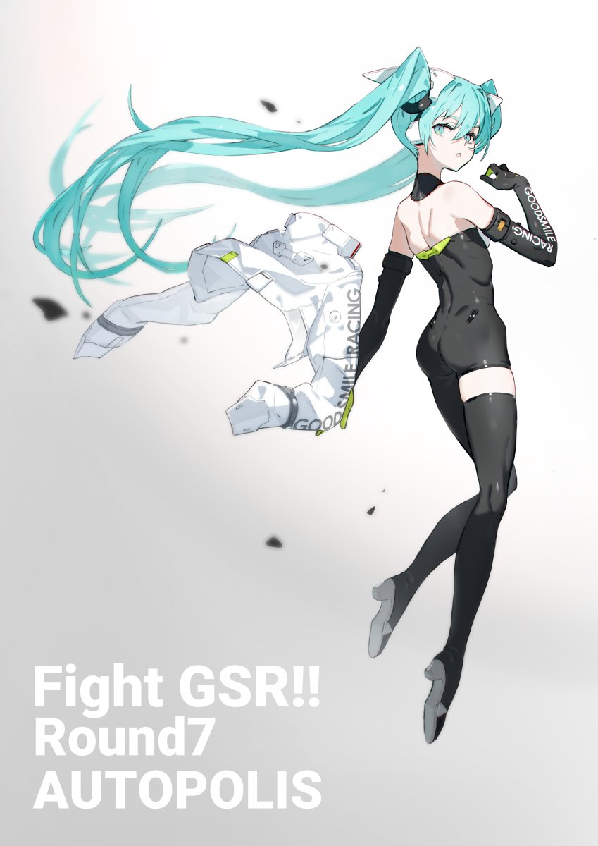 hatsune miku and racing miku (vocaloid and 1 more) drawn by neco