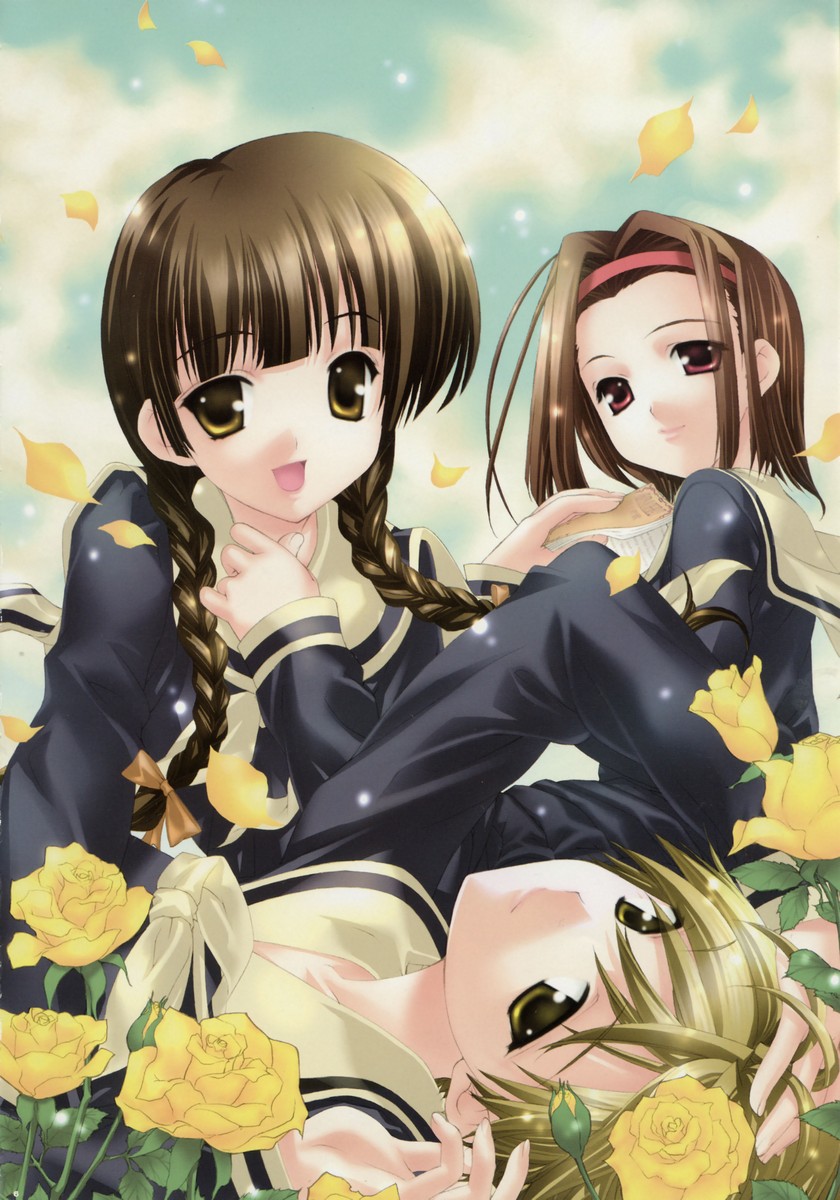 shimazu yoshino, hasekura rei, and torii eriko (maria-sama ga miteru) drawn by fujima_takuya