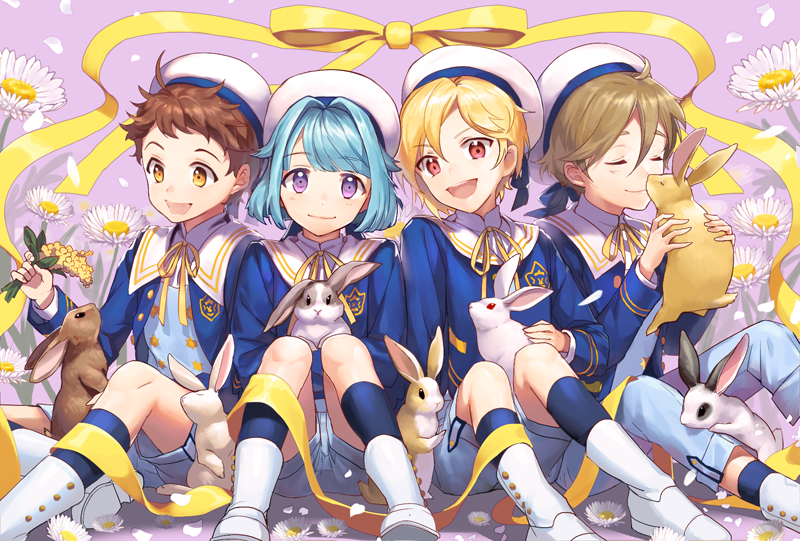 shino hajime, nito nazuna, mashiro tomoya, and tenma mitsuru (ensemble stars!) drawn by riri_(artist)