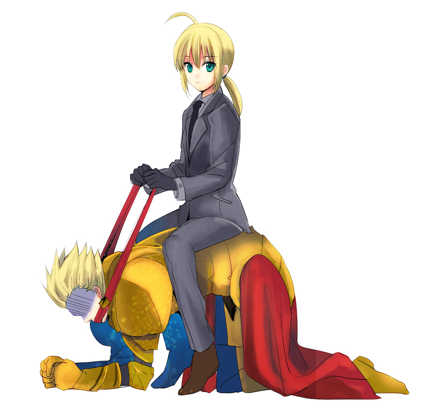 artoria pendragon, saber, and gilgamesh (fate and 1 more) drawn by fujisaki_(huzisakixx)