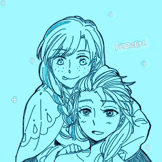 elsa and anna (frozen) drawn by yuchi_(salmon-1000)