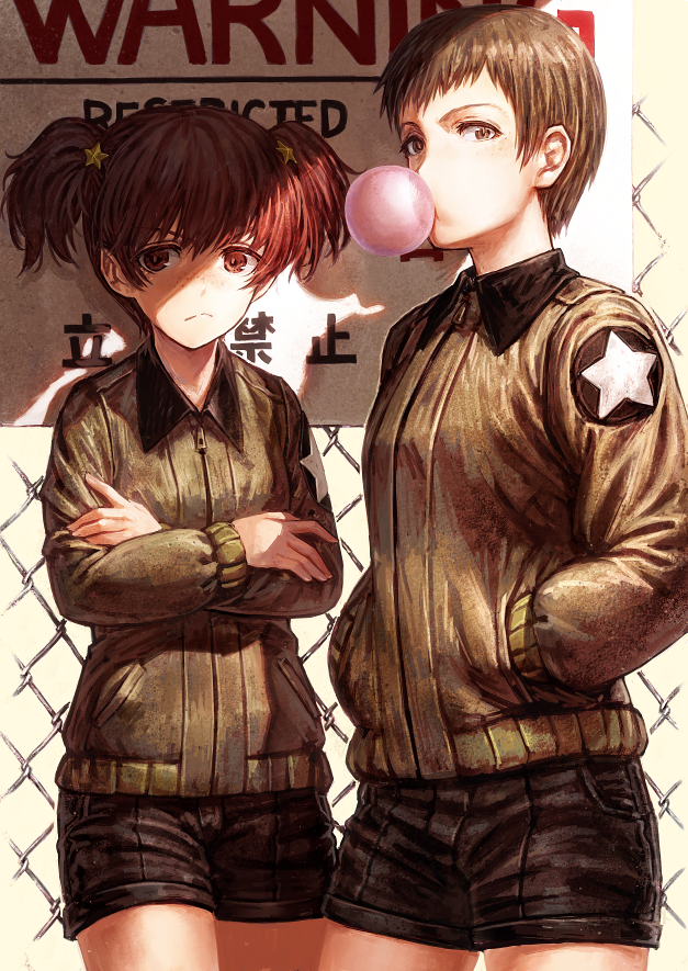alisa and naomi (girls und panzer) drawn by oyu_udon
