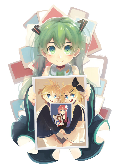 hatsune miku, kagamine rin, kagamine len, megurine luka, kaito, and 1 more (vocaloid) drawn by projecttiger