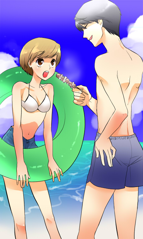 narukami yu and satonaka chie (persona and 1 more) drawn by galop