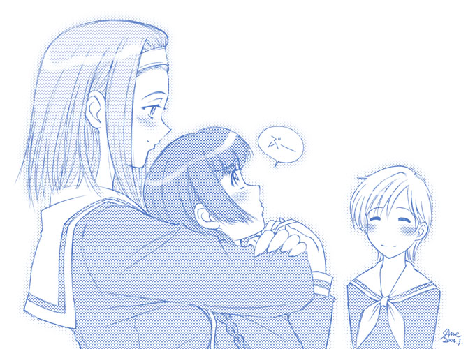 shimazu yoshino, hasekura rei, and torii eriko (maria-sama ga miteru) drawn by sameha_ikuya