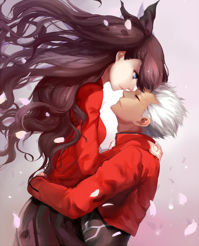tohsaka rin and archer (fate and 1 more) drawn by yomi_yasou