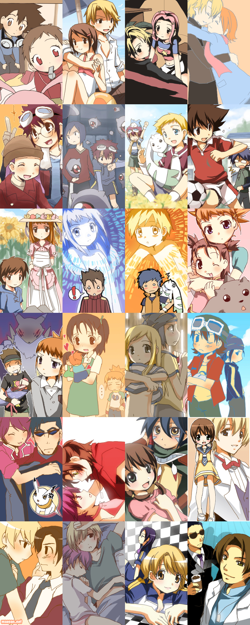 yagami hikari, yagami taichi, renamon, tachikawa mimi, takenouchi sora, and 32 more (digimon and 5 more) drawn by kurot