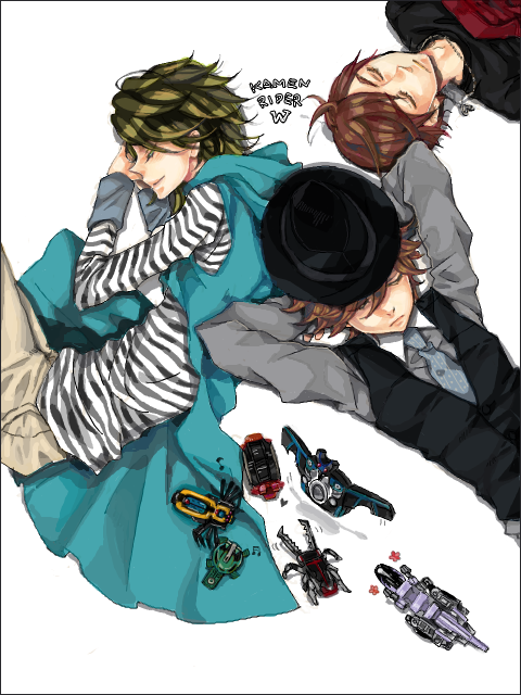 philip, hidari shoutarou, terui ryuu, fang memory, stag phone, and 4 more (kamen rider and 1 more) drawn by endlphin