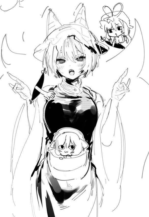 yakumo yukari, yakumo ran, and chen (touhou) drawn by sesmkun
