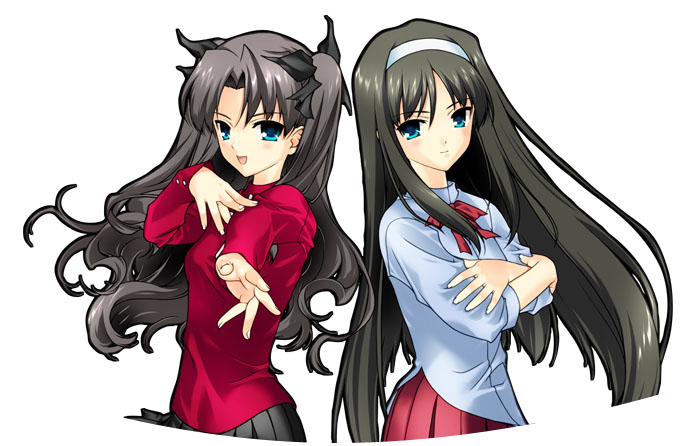 tohsaka rin and tohno akiha (fate and 3 more) drawn by naruse_hirofumi