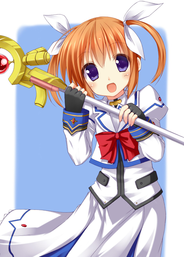 takamachi nanoha and raising heart (lyrical nanoha and 2 more) drawn by hisae_(hisae_collect)