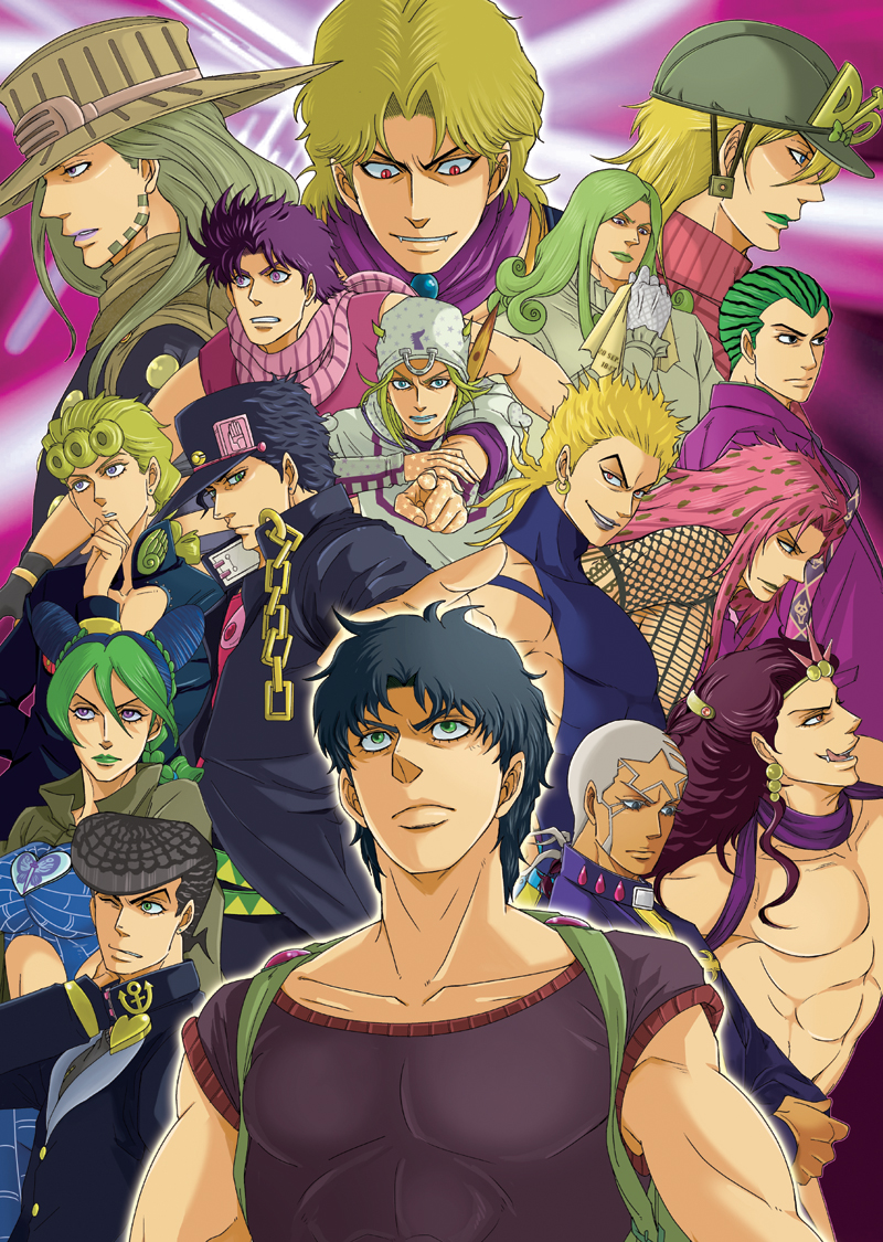 joseph joestar, kujo jotaro, dio brando, kujo jolyne, jonathan joestar, and 9 more (jojo no kimyou na bouken and 7 more) drawn by mangattan