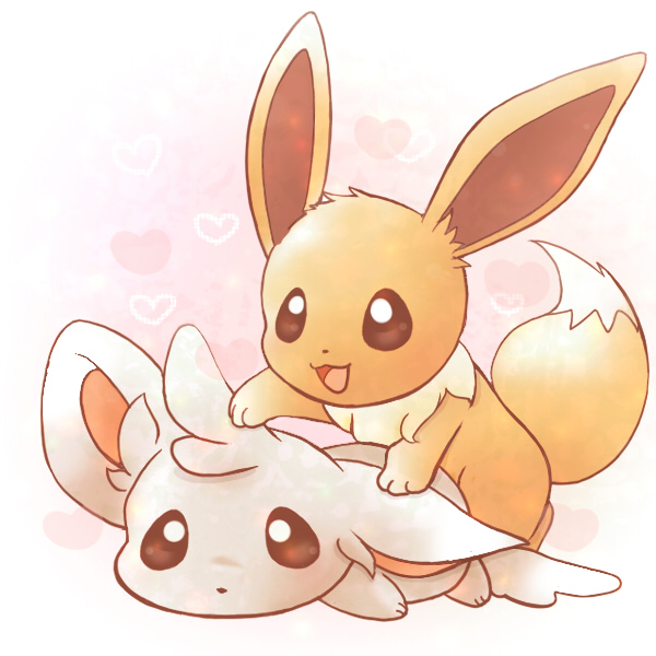 eevee and minccino (pokemon) drawn by nii_(chiro_ru)