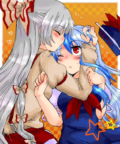 fujiwara no mokou and kamishirasawa keine (touhou) drawn by takamura