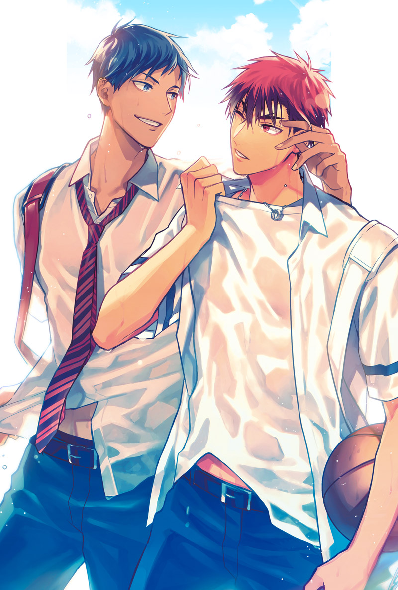 aomine daiki and kagami taiga (kuroko no basuke) drawn by yuuto_(sky_cloister)