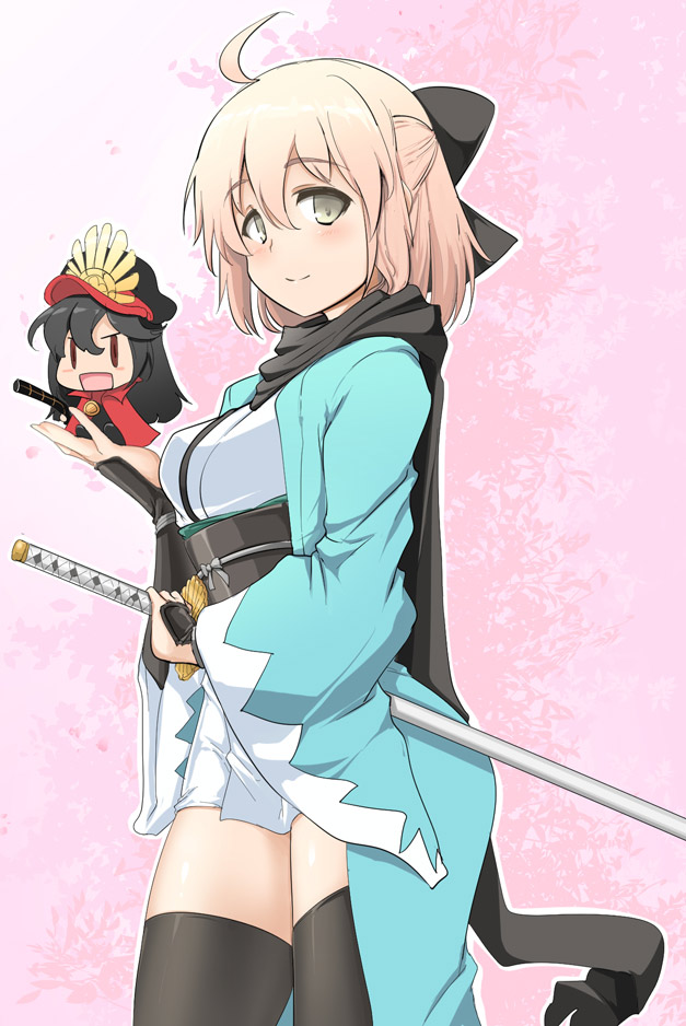 okita souji and oda nobunaga (fate and 2 more) drawn by momio