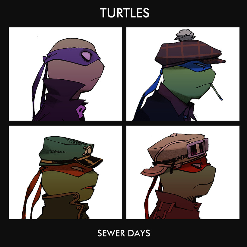 leonardo, raphael, donatello, and michelangelo (teenage mutant ninja turtles and 2 more) drawn by brass_stars