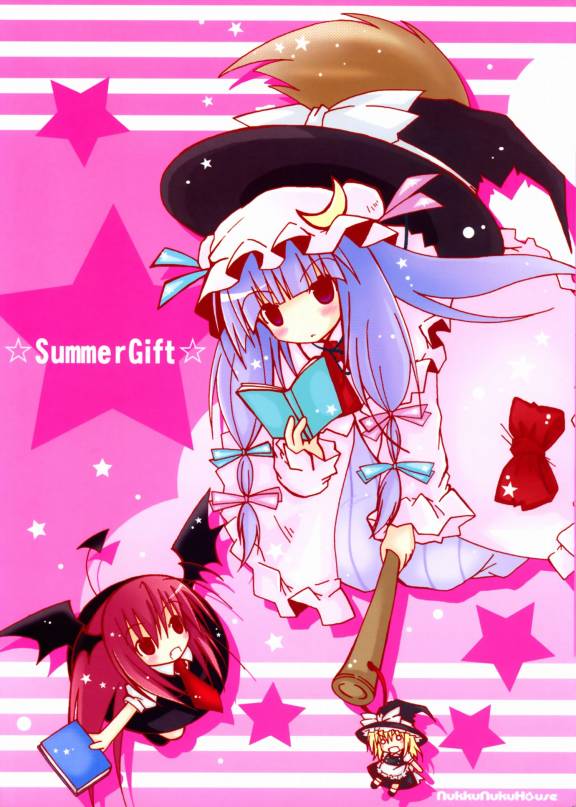 kirisame marisa, patchouli knowledge, and koakuma (touhou) drawn by asami_m