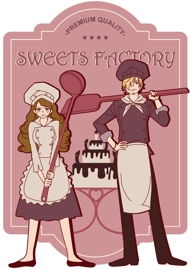 sanji and charlotte pudding (one piece) drawn by auchateaudargol