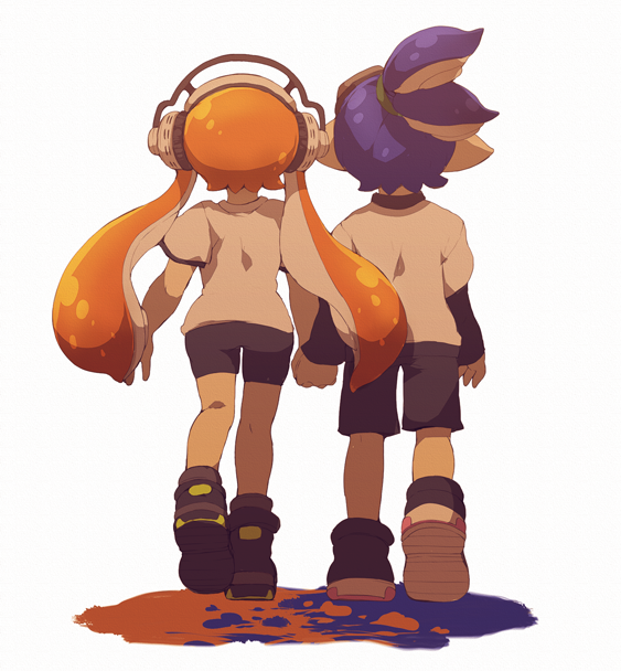 inkling player character, inkling girl, inkling boy, kaori, and john (splatoon and 1 more) drawn by dew-spiegel